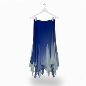 Vtg Cache Silk Blue & White Ombré Fairy Skirt Size Medium